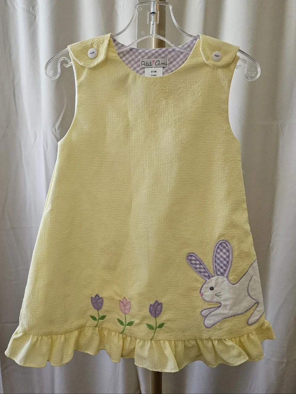 Petit Ami Appliqué Bunny & Tulips Dress – Size 18M